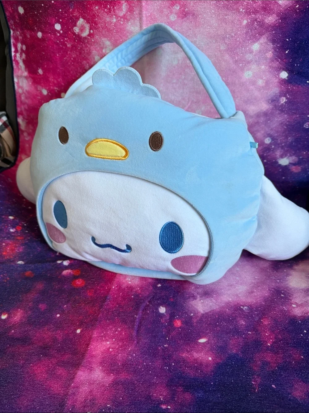 Cute Blue Plush Kids Character Handbag with Face Design